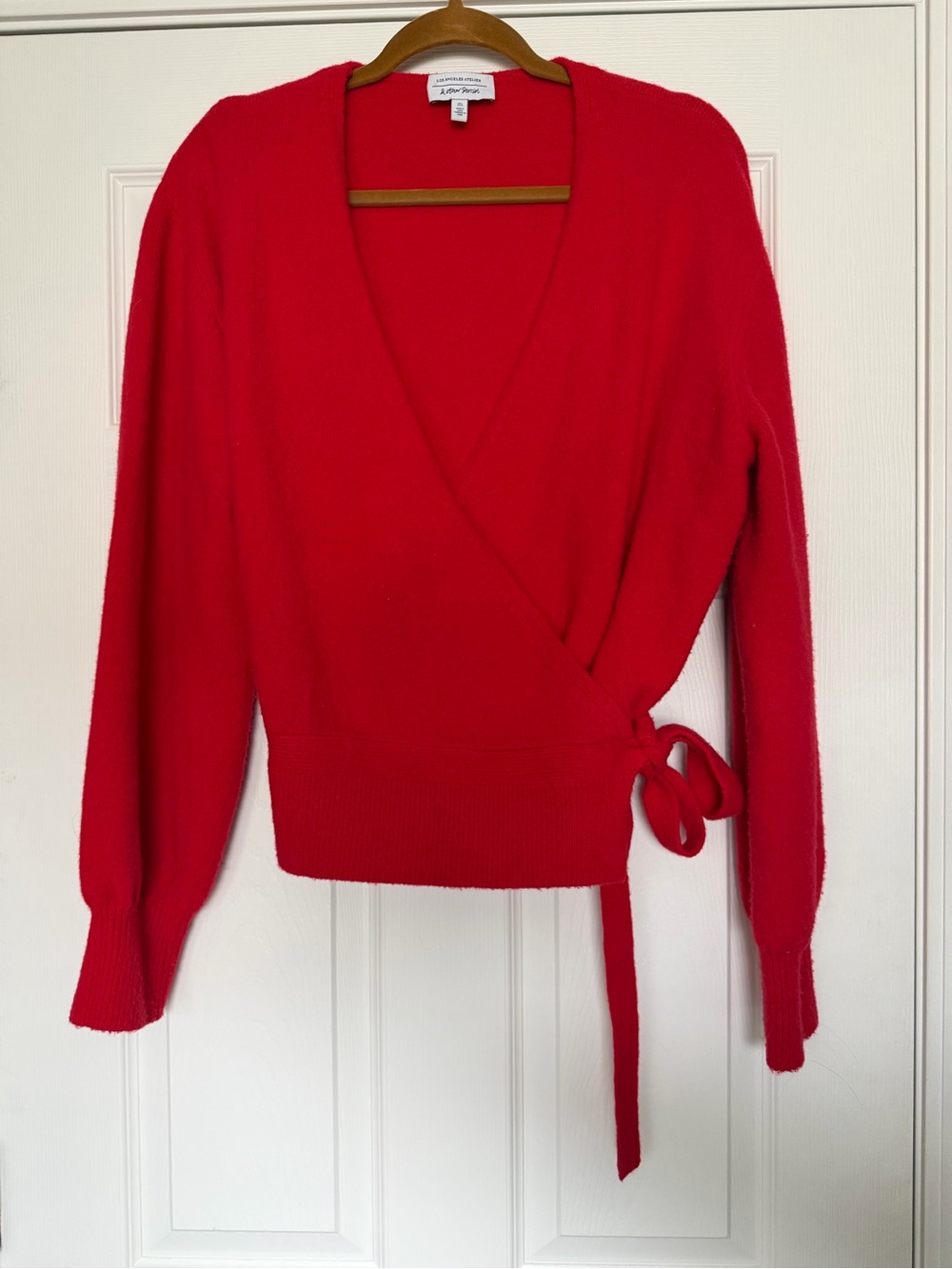 & Other Stories Red Wrap Tie Wool-Blend Cardigan - Picture 2 of 2